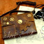 Large steampunk leather messenger bag