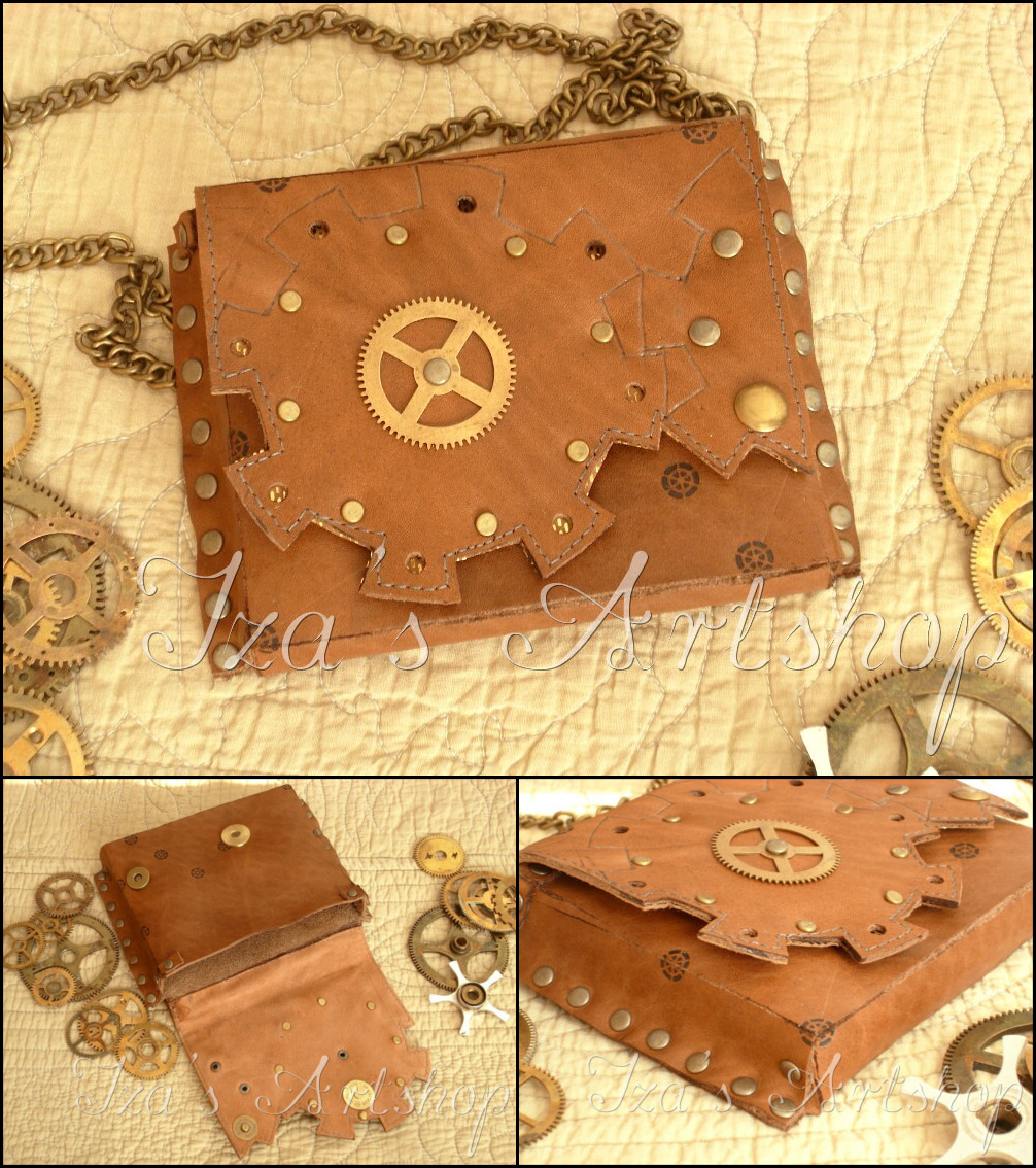 Small Steampunk Leather Belt Bag VI