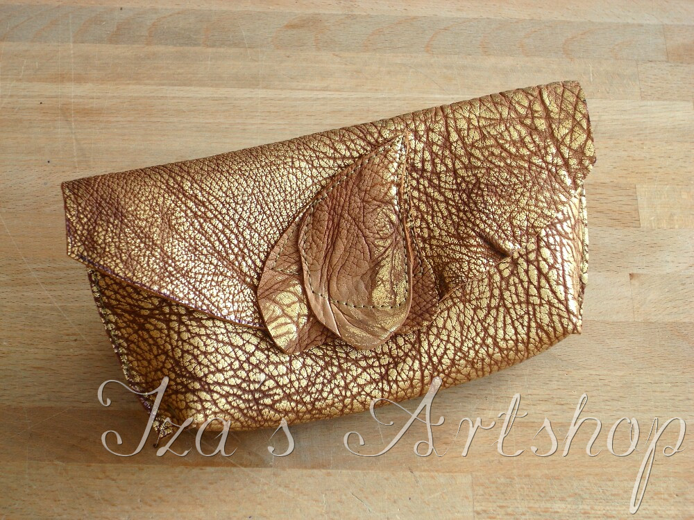 Golden Leaves Small Leather Pouch