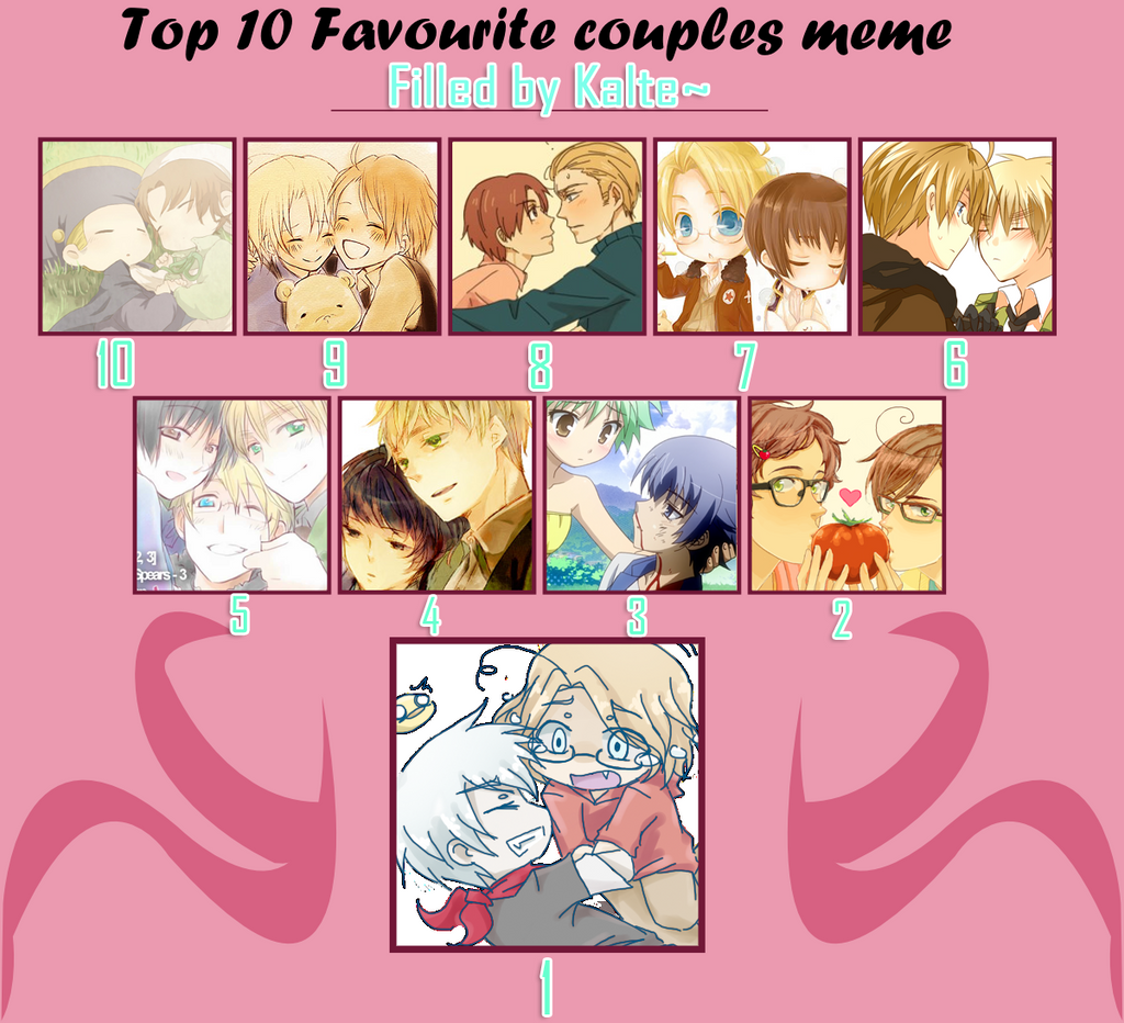 Top 10 Favourite Couples Meme (Filled)