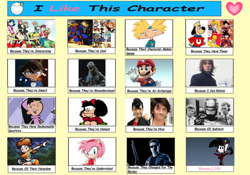 Why I Like These Characters Meme