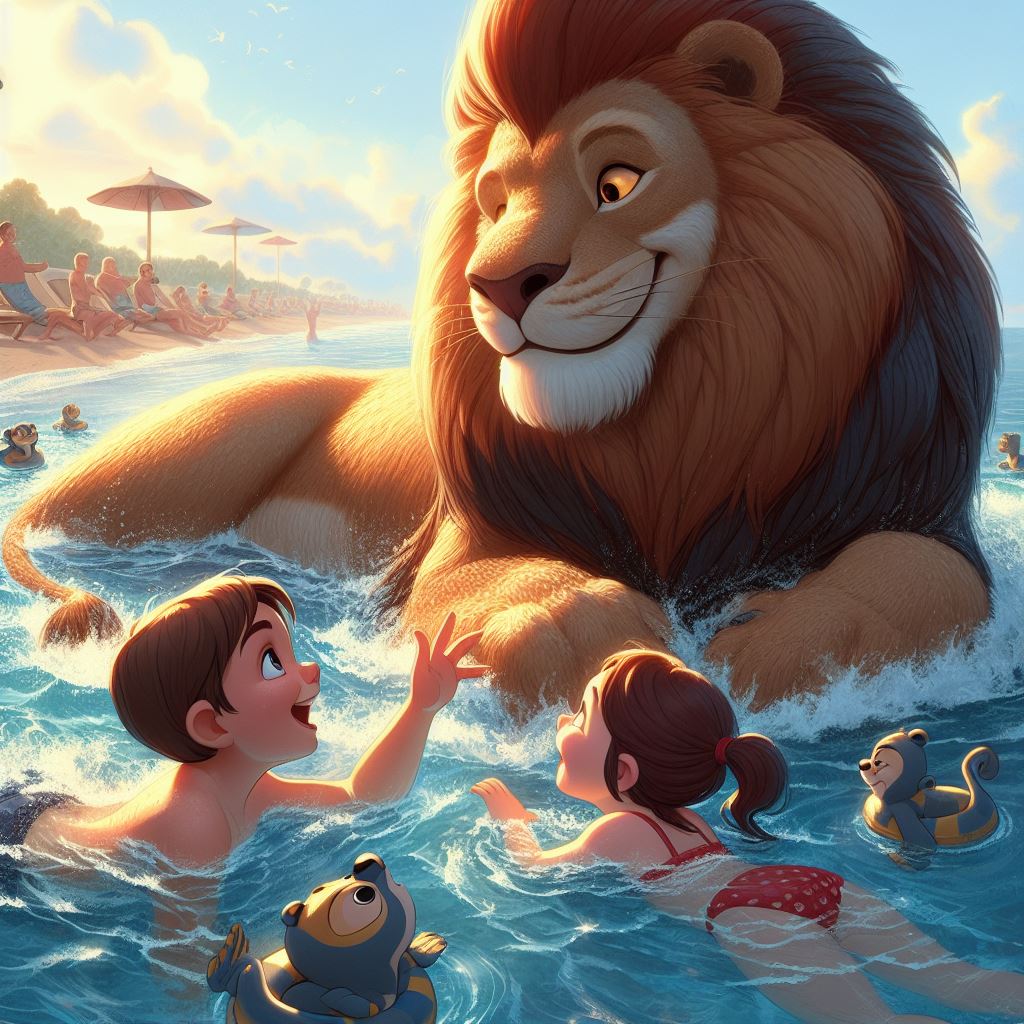 Lion Bathing Lion Swim by NathanHaworth on DeviantArt