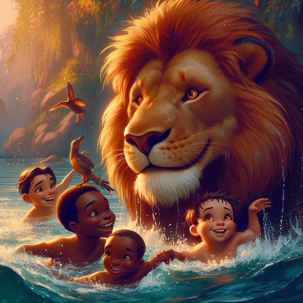 Lion Bathing Lion Swim 3 by NathanHaworth on DeviantArt