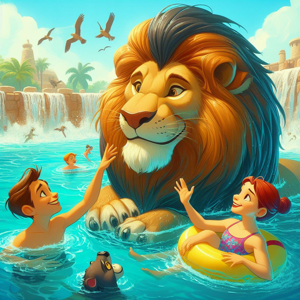 Lion Bathing Lion Swim 5 by NathanHaworth on DeviantArt