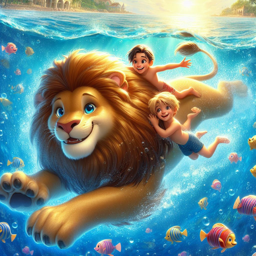 Lion Bathing Lion Swim 5 by NathanHaworth on DeviantArt