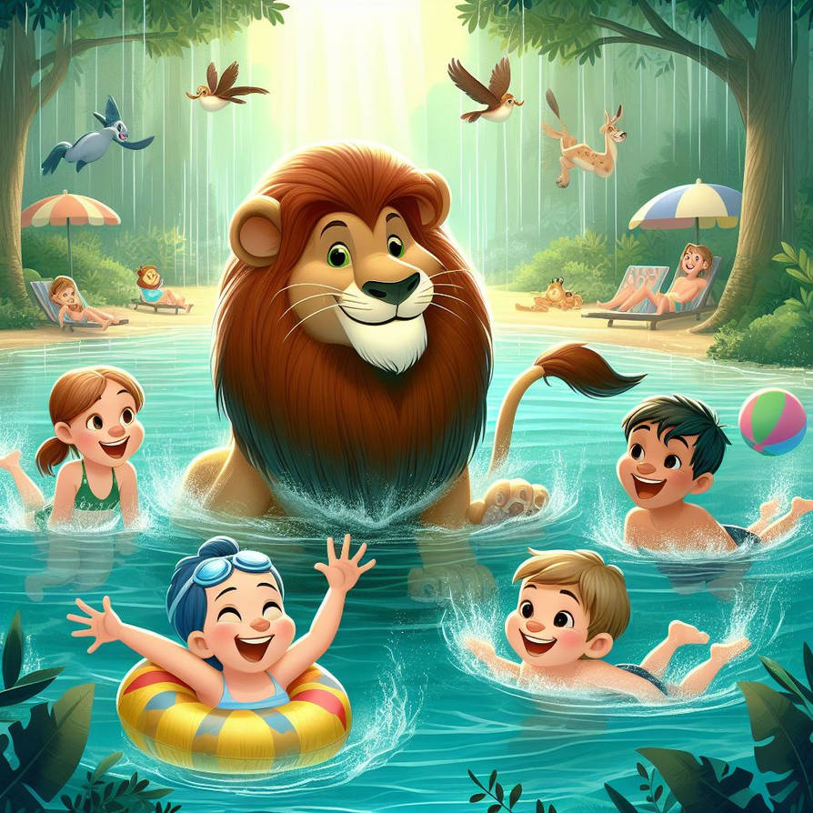 Lion Bathing Lion Swim 7 by NathanHaworth on DeviantArt