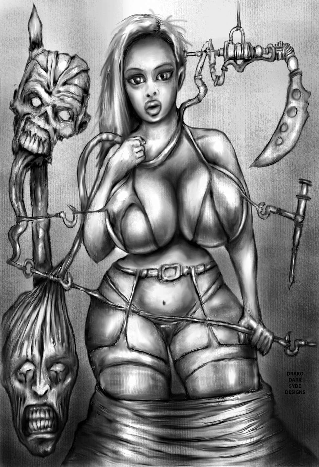 Drako Dark Syde: Goth Big Boob-Undead Head Hunter by MoodDisorder
