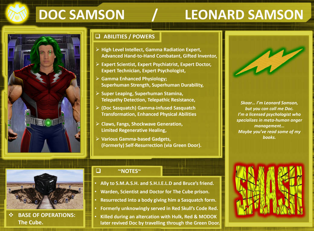 Doc Samson Character Profile: Doc Samson. by SpeedCam on DeviantArt