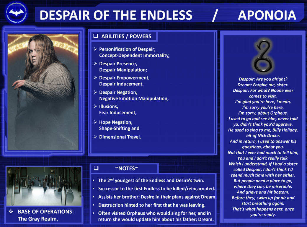 Character Profile: Despair of the Endless. by SpeedCam on DeviantArt