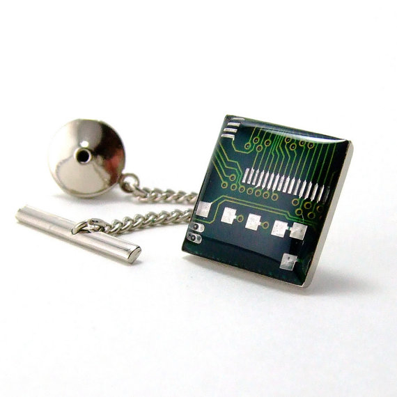 Domed Computer Circuit Board Tie Tack