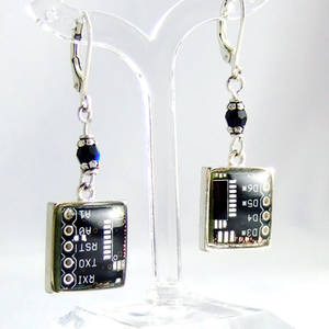 Domed Black Circuit Board Earrings