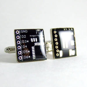 Black Domed Circuit Board Cufflinks