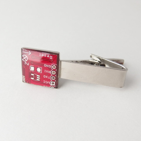 Circuit Board Domed Red Tie Clip