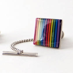 Domed Rainbow Tie Tack