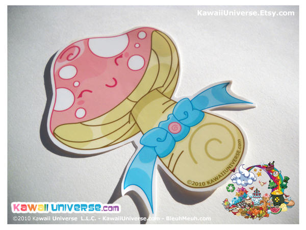 Kawaii Pink Mushroom Sticker 4