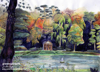 Studley Royal Park Watercolor Landscape