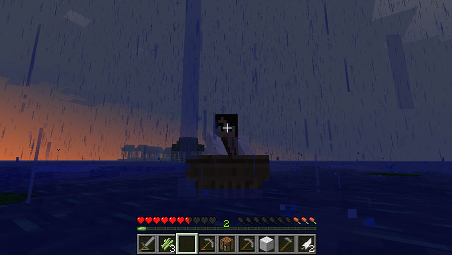 Minecraft playing ^^ Under the rain at the sea