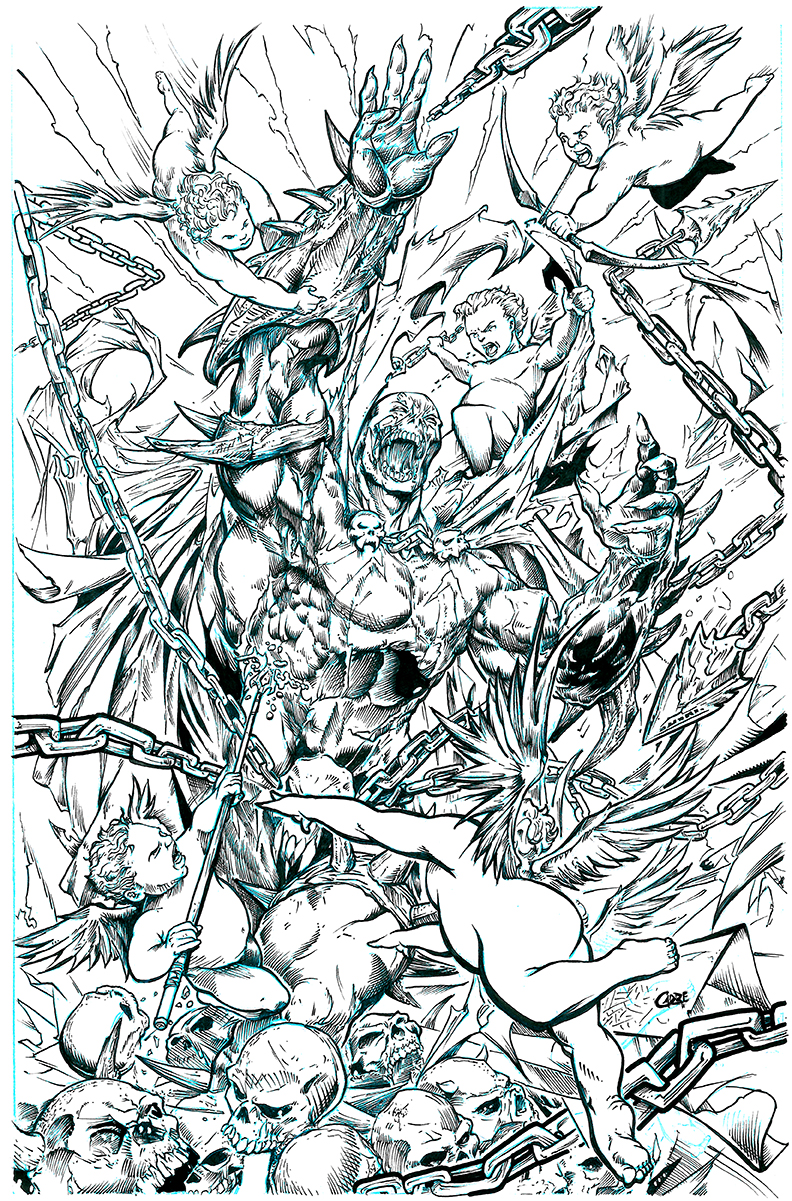 Spawn vs. Cherubs -- Original Inks For Sale