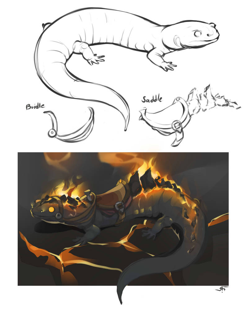 Draw Fire Lizard Fire Lizard- Mount Character Concept- WIP by Enarten on DeviantArt