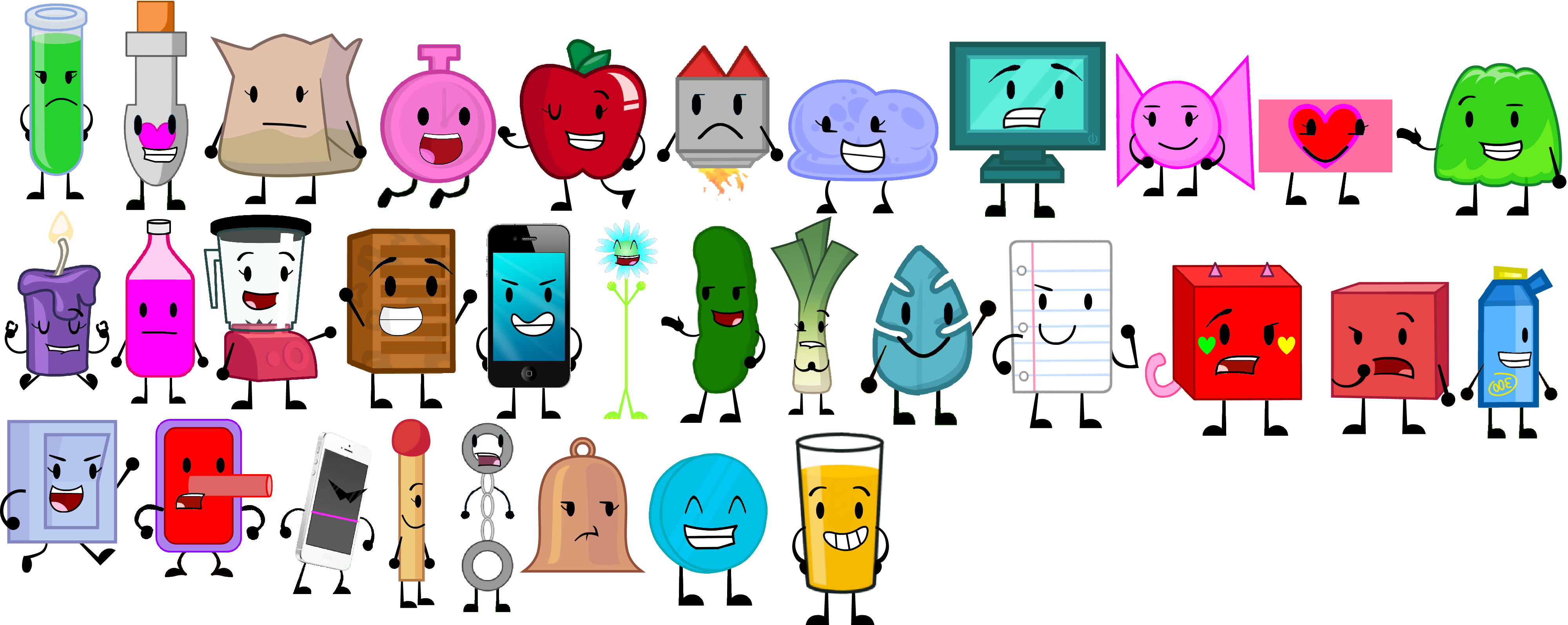 Random characters from BFDI/II/BCCU by JM66AmazingArt on DeviantArt