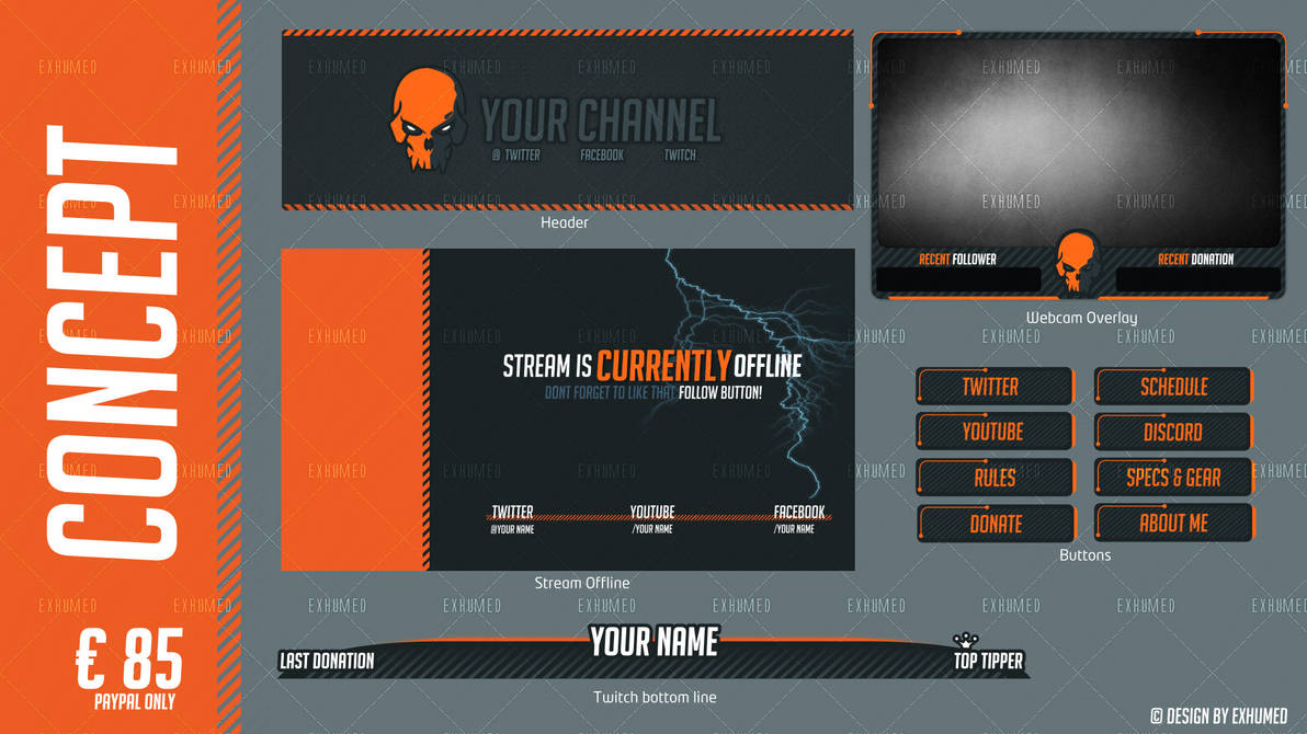Twitch Stream - Orange Skull by Exhumed by 3xhumed