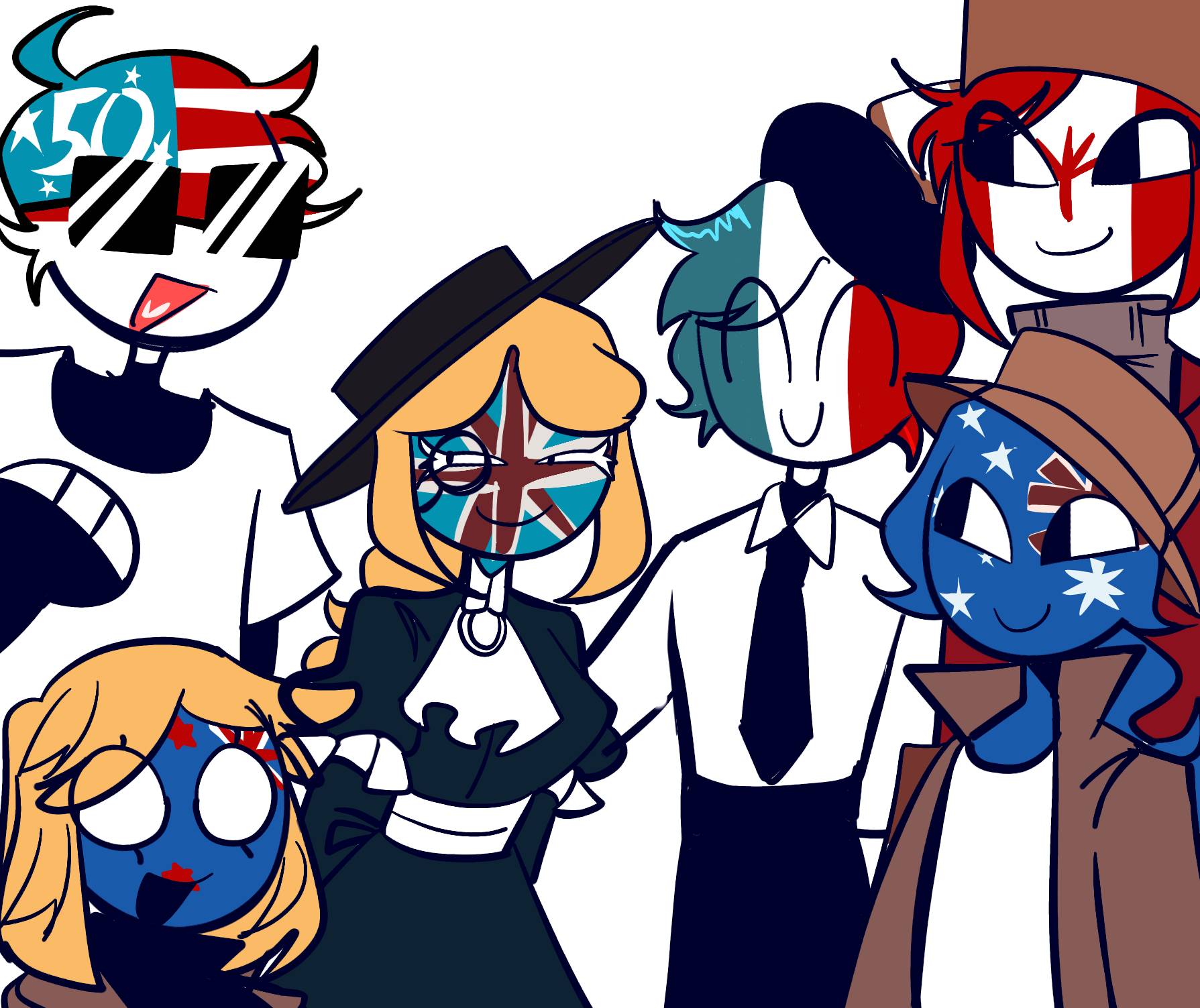 Countryhumans x (great pretender) animated Japan France 