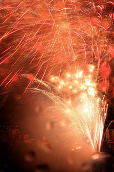 Fireworks and water drops