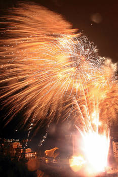 Fireworks and water drops