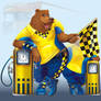 Bear at a gaz station