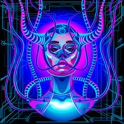 Neon horoscope cyberpunk. Zodiac sign Capricorn