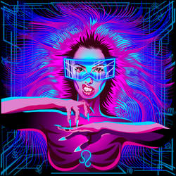 Neon horoscope cyberpunk. Zodiac sign Leo.