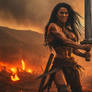 Girl, with a very large sword.