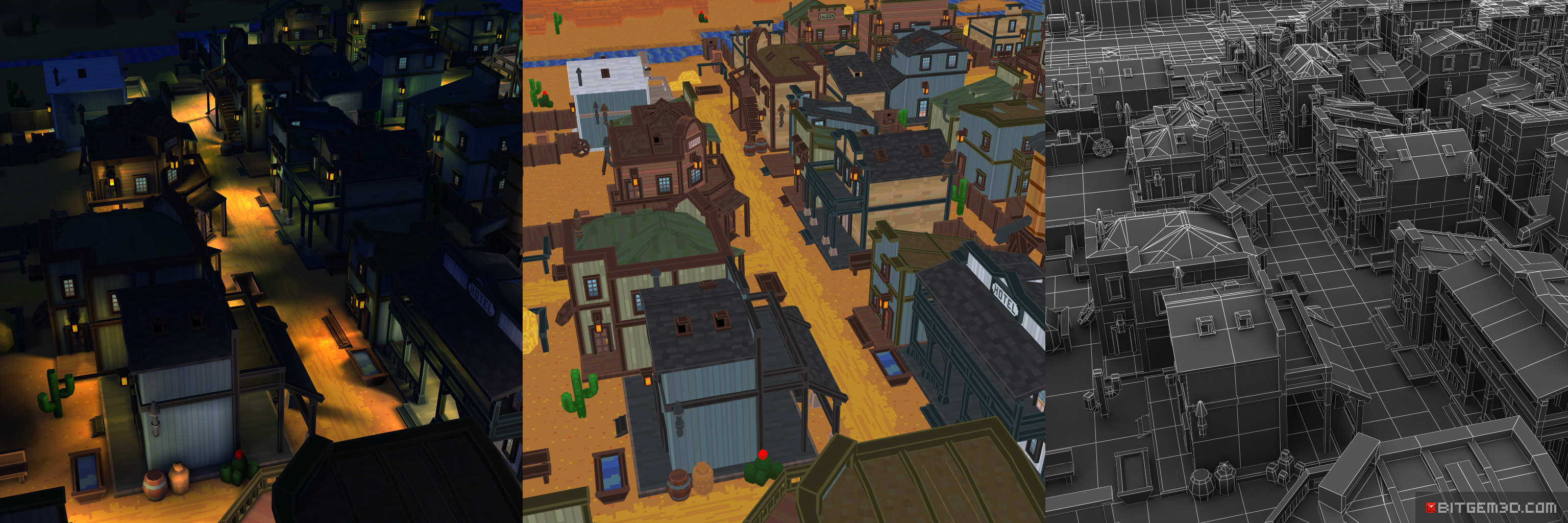 3d Pixel Western Town Set 03