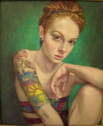 Girl with tattoo..oil on linen