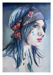 Hippy girl..watercolour by xxaihxx