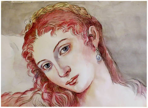 Venus of Urbino..pen and ink and colour wash