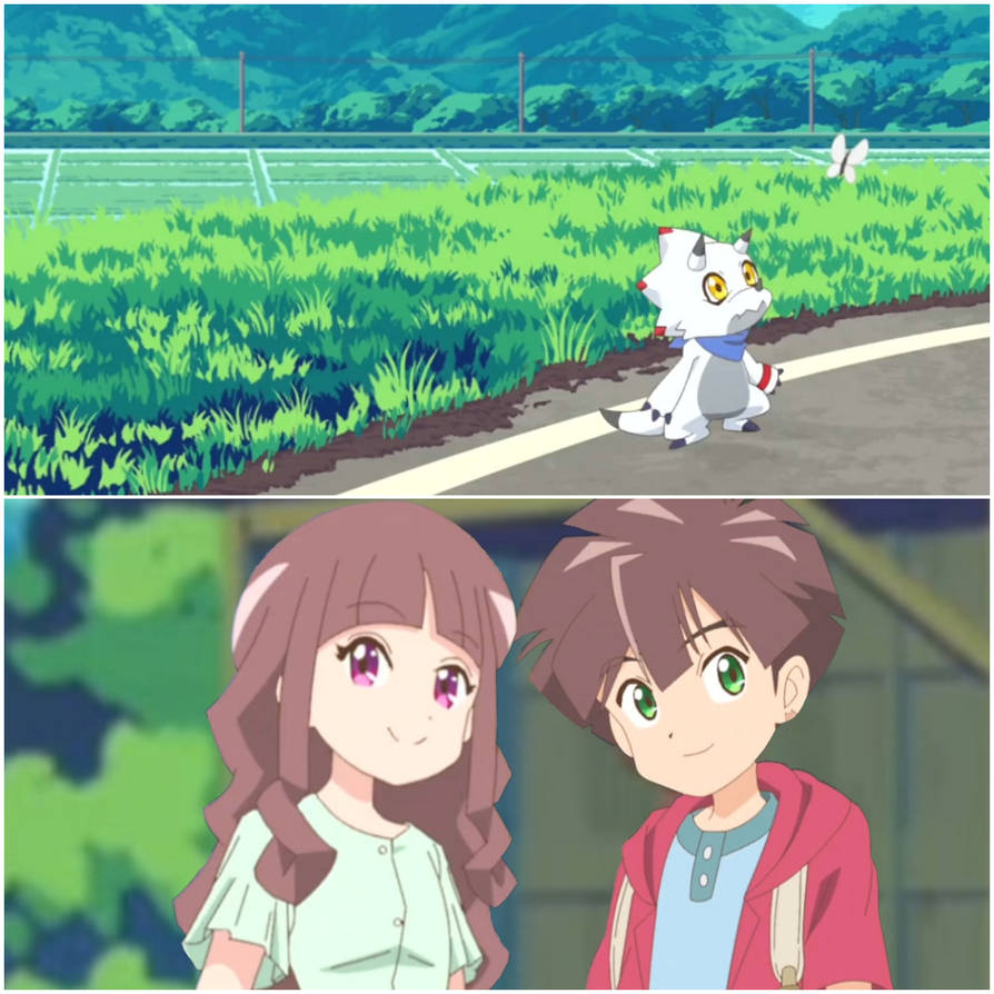 (EDIT) Ruli and Hiro watch over Gammamon by Mrigus99 on DeviantArt