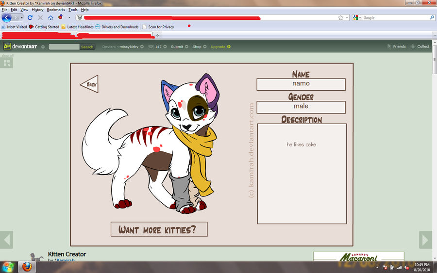 my kitty cat on kitten maker by missykirby on DeviantArt
