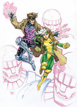 Rogue and Gambit Color Commission