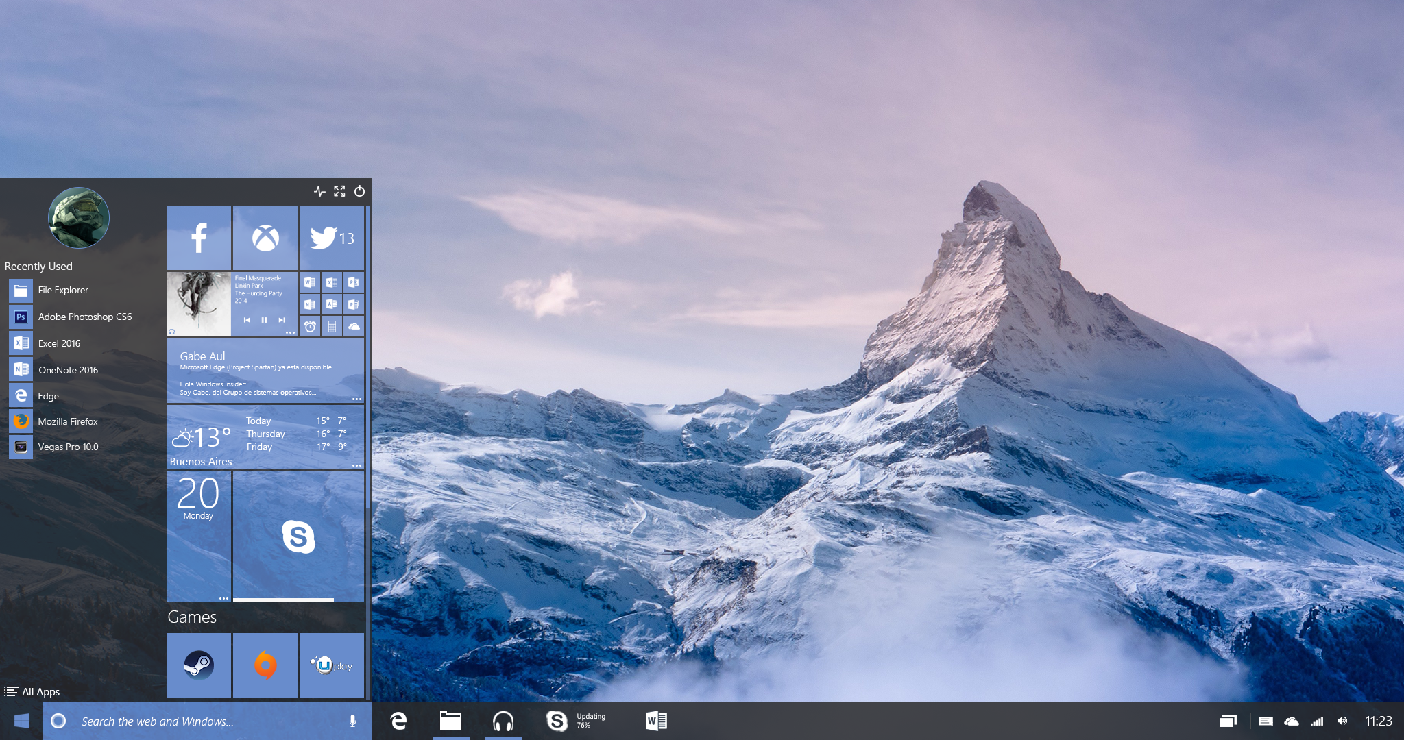 Windows 10 Redstone Start Menu