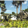Sinraptors watching Gigantospi