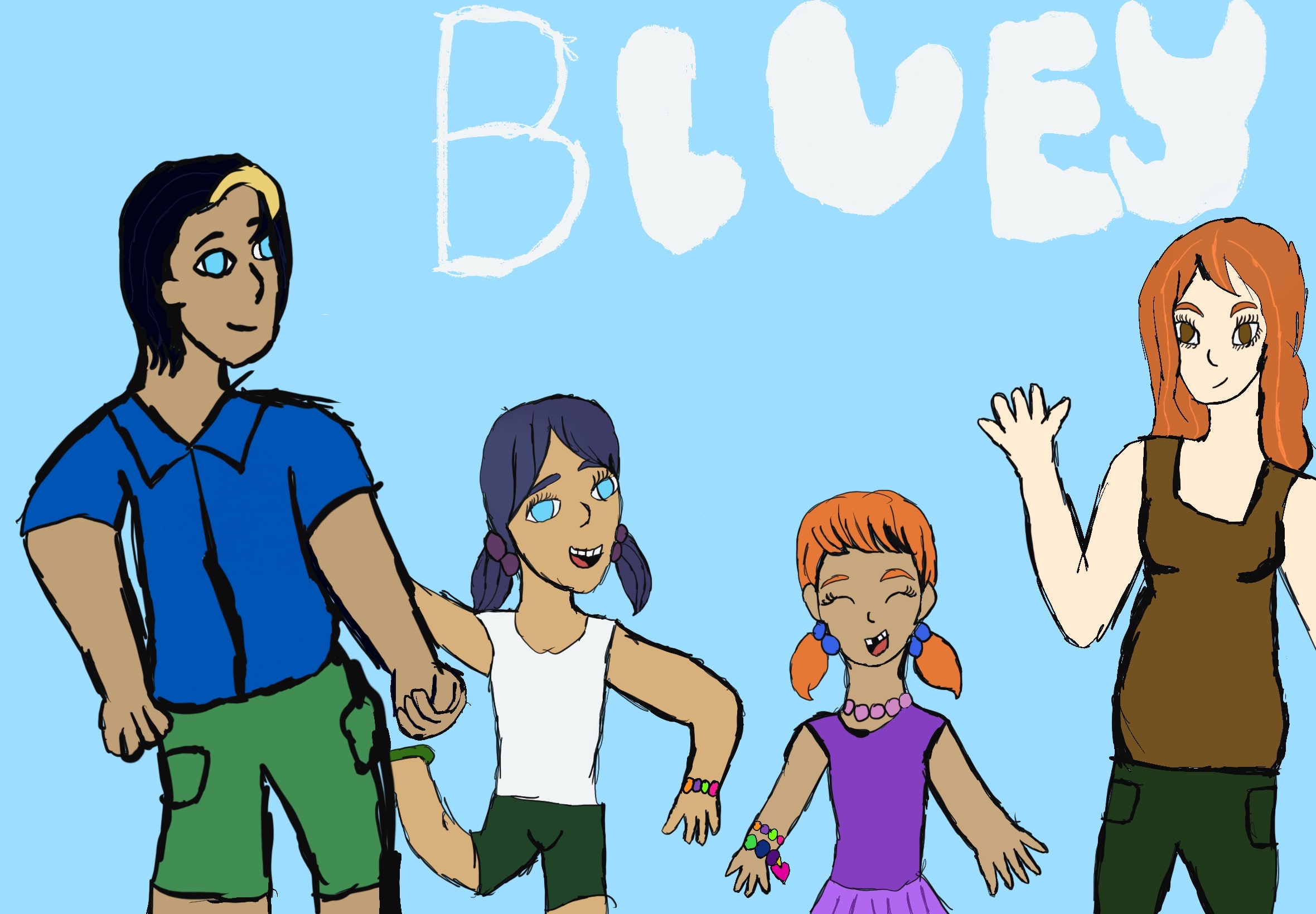 Bluey Human Bluey and her family as humans by gamergirl219 on DeviantArt