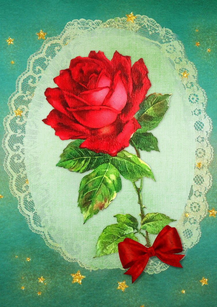 Rose Card Rance Vintage red rose card - Free use by Darkmoon-Art-de on DeviantArt