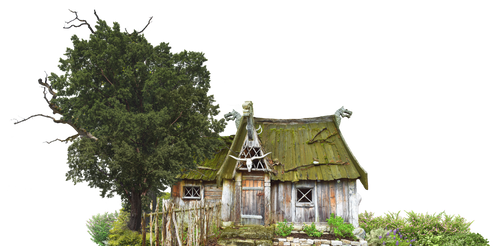 Wooden Hut With Tree - PNG - Version 02 by Darkmoon-Art-de