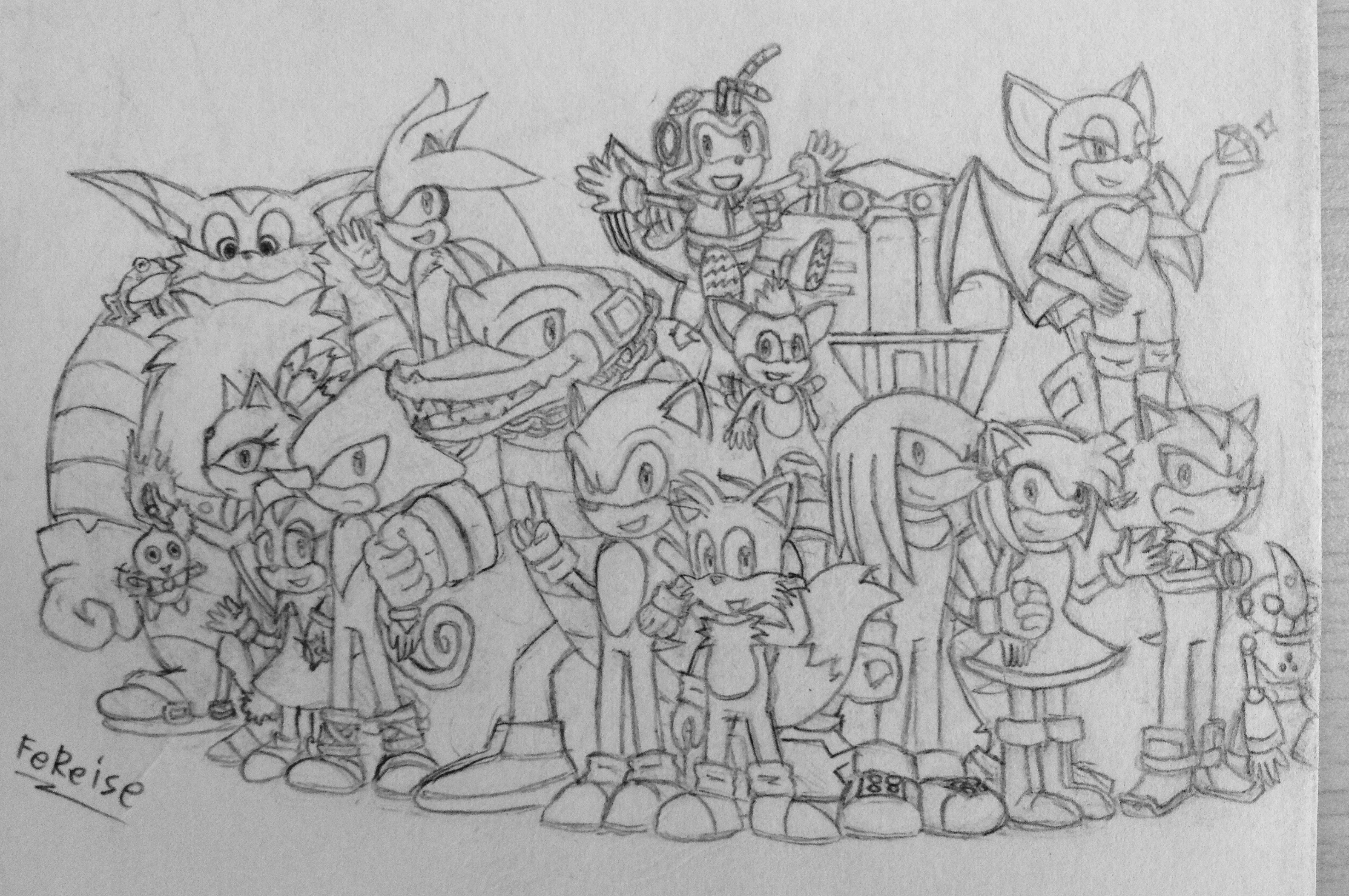 Sonic the Hedgehog and his friends (Sketch)