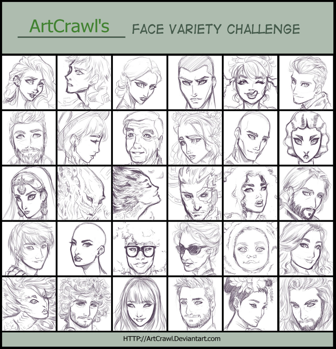Variety Mod Faces Face Variety Challenge by ArtCrawl on DeviantArt