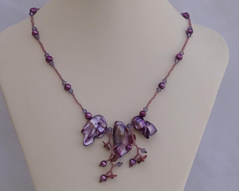 Wild orchid necklace, lavender N1359