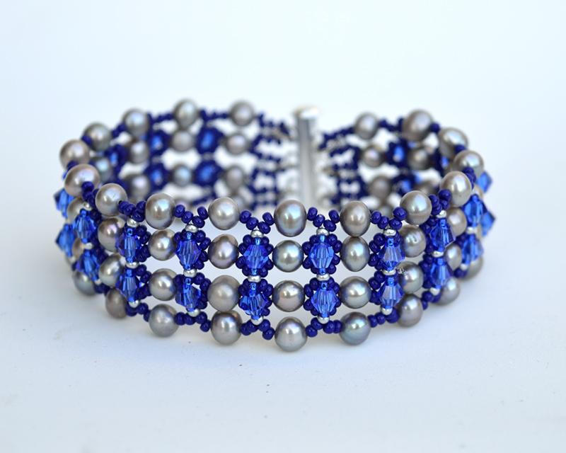 Ribbed pearls and crystals bracelet B382 by Fleur-de-Irk on DeviantArt