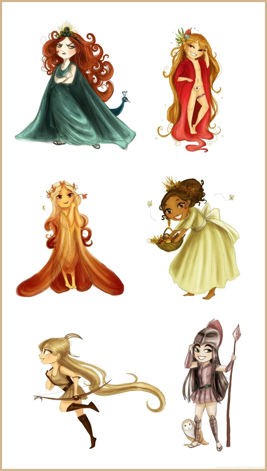 Six main chibi goddesses