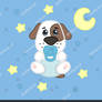 Cartoon cute boy puppy in diaper, drawing for kids